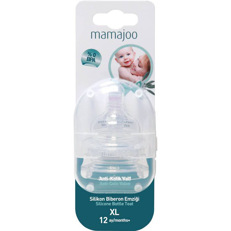 MAMAJOO %0 BPA Silikon Biberon Emziği İkili XL No:4 12 ay +