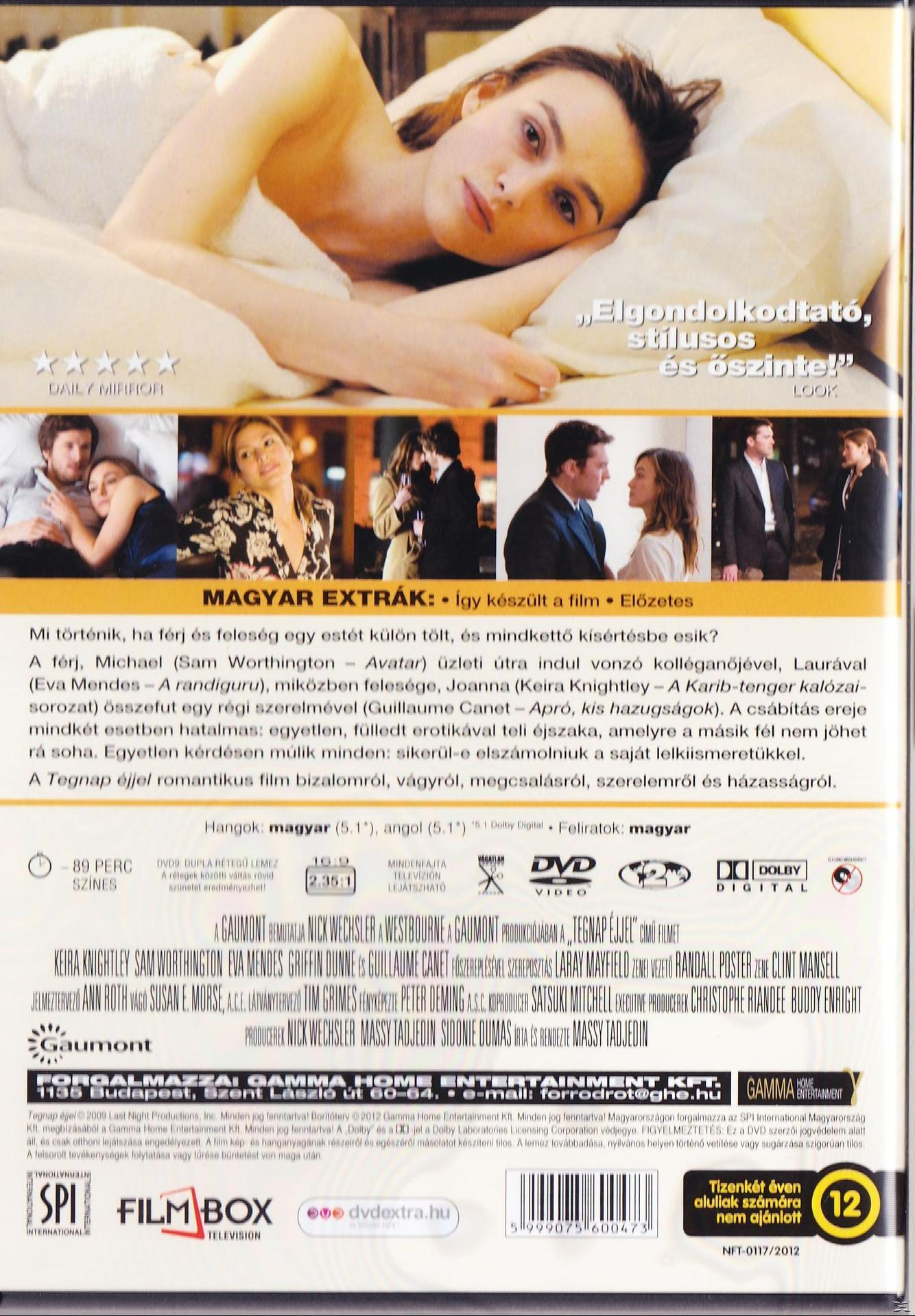 DVD borító egy nővel az ágyban. Szöveg angolul és magyarul. Egy romantikus film.