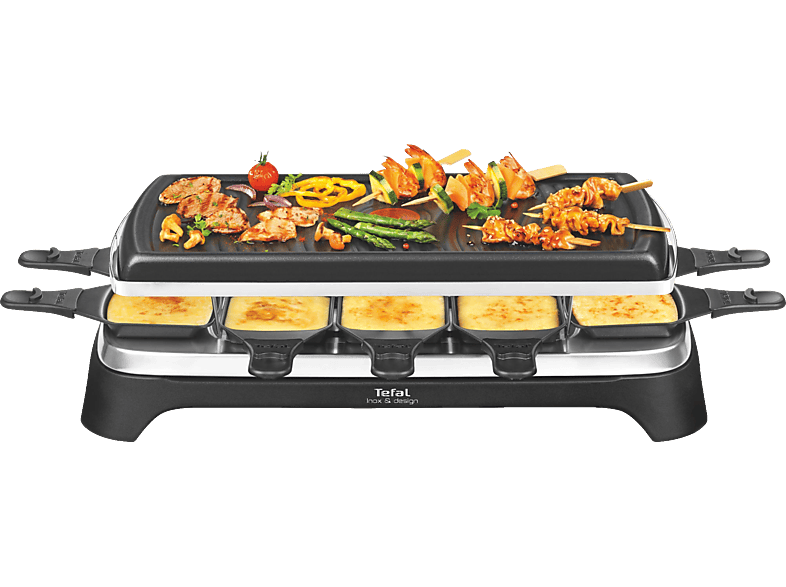 Tefal Raclette-Grill 10 RE 4588 Schwarz Raclettegrill (in Schwarz/Edelstahl, für , 1350 Watt)