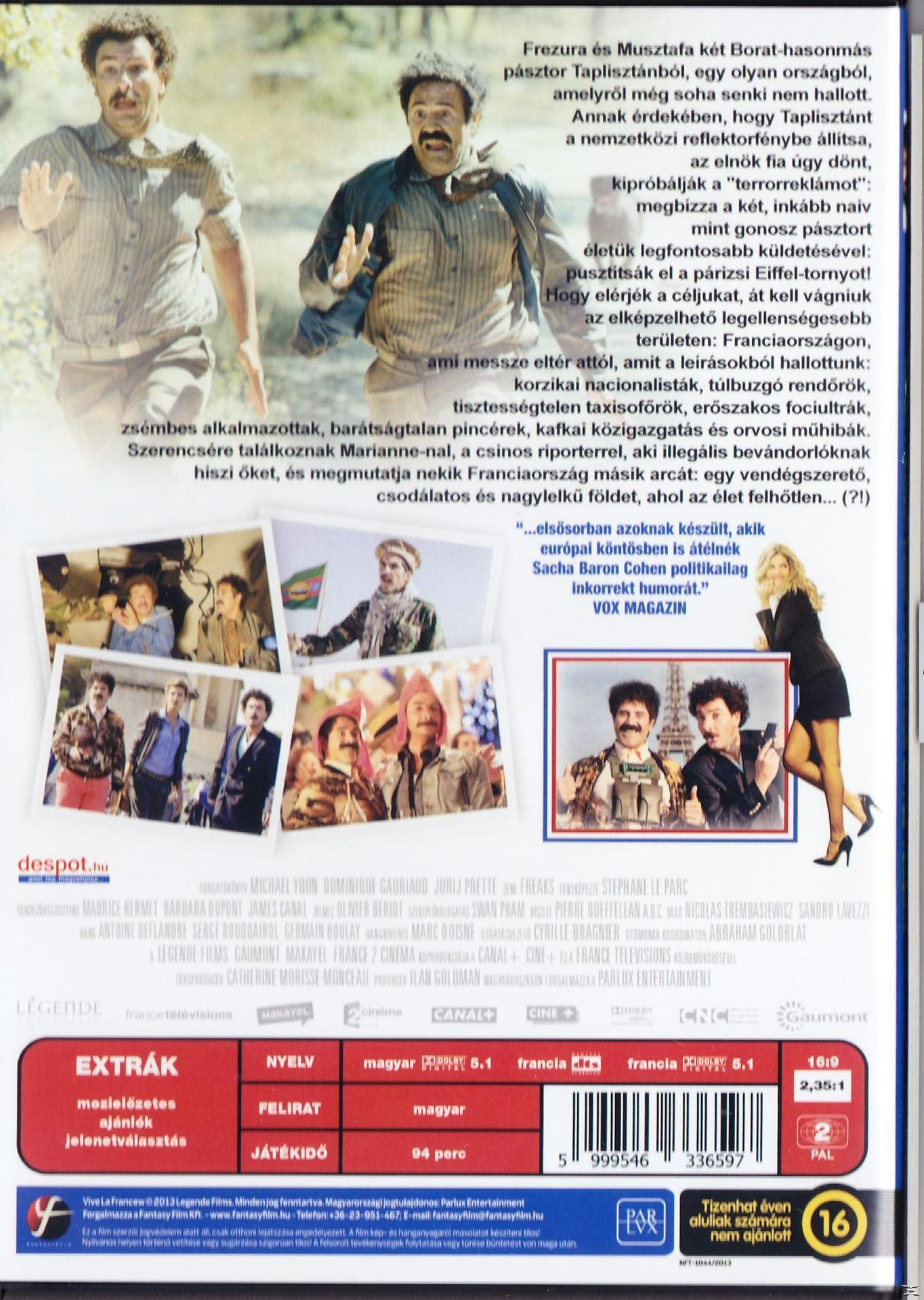 Filmplakát: Színészek egy jelenetben, francia szöveggel és stáblistával. Egy férfi fut.