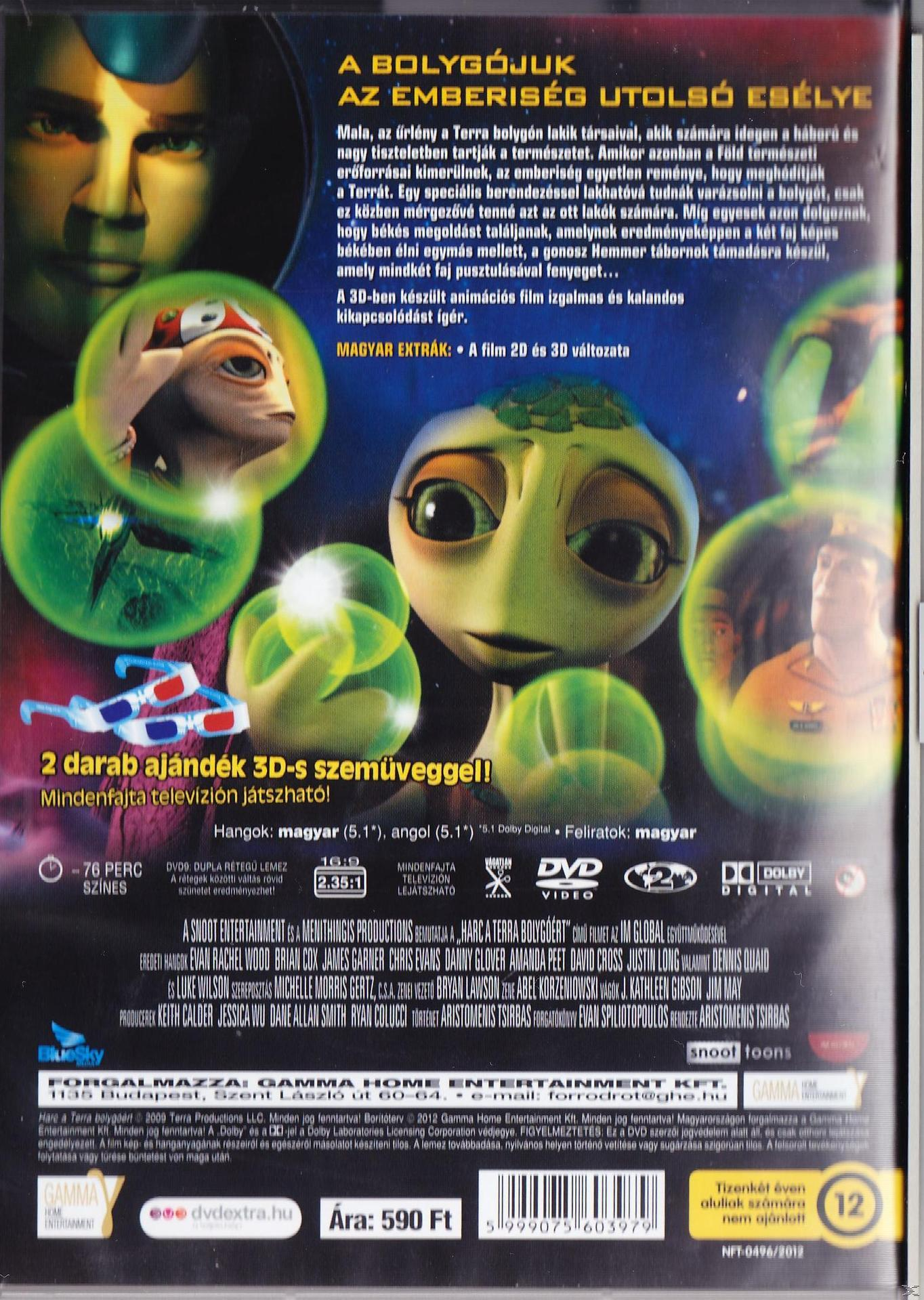 DVD borító egy űrlénnyel és egy 3D animációs jelenettel a hátoldalon, magyar nyelvű szöveggel.