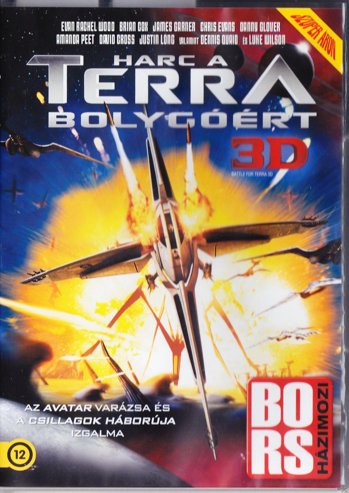 DVD-borító, TERRA, egy űrhajó az űrben, szöveggel és 3D logóval.