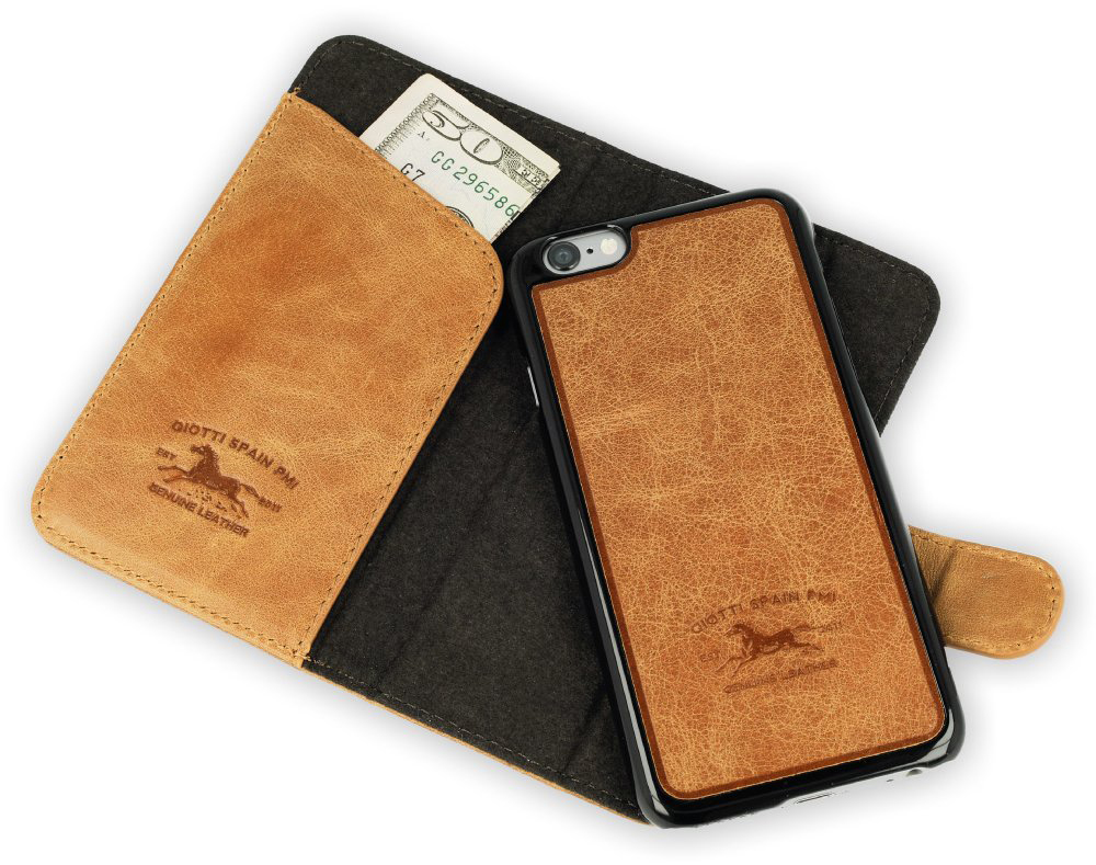 QIOTTI QP-B-0110-06-IP6, Bookcover, Apple, iPhone 6, iPhone 6s, Dunkelgrau/Braun