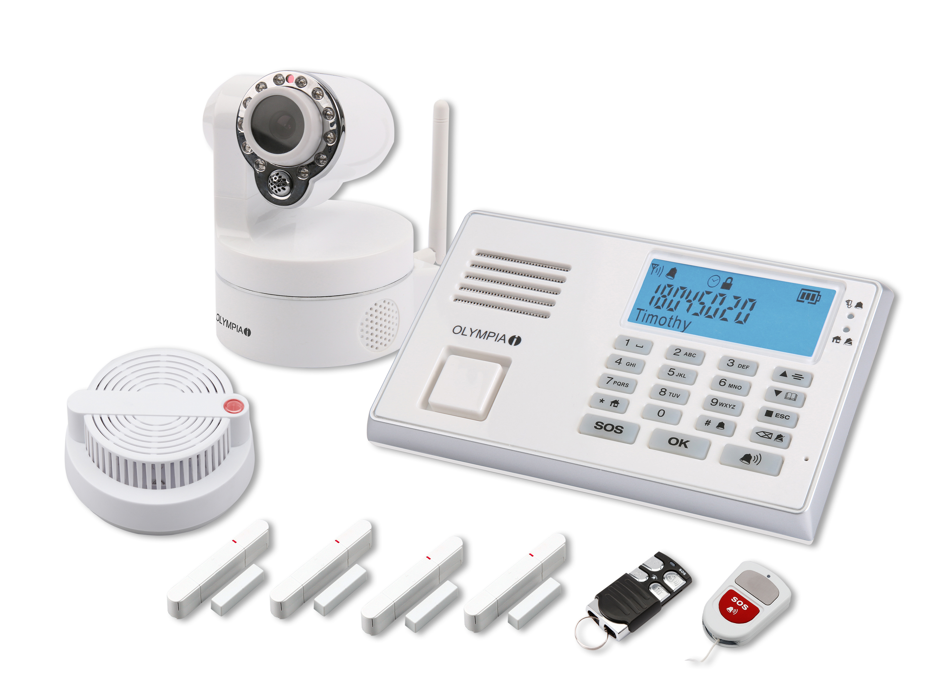 OLYMPIA 5950 Protect 9080 GSM-Alarmanlagen-Set, Weiß