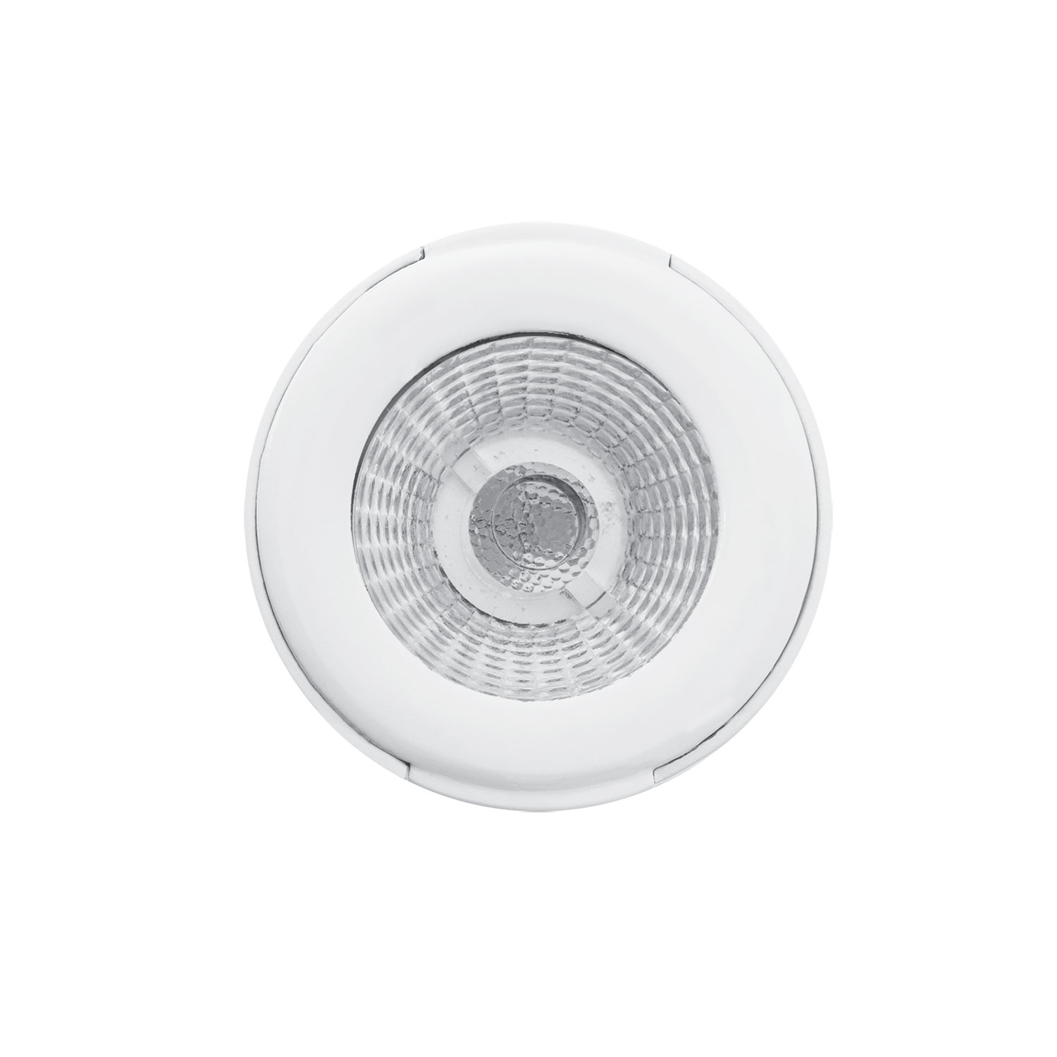 Witte ronde plafondlamp, bovenaanzicht.