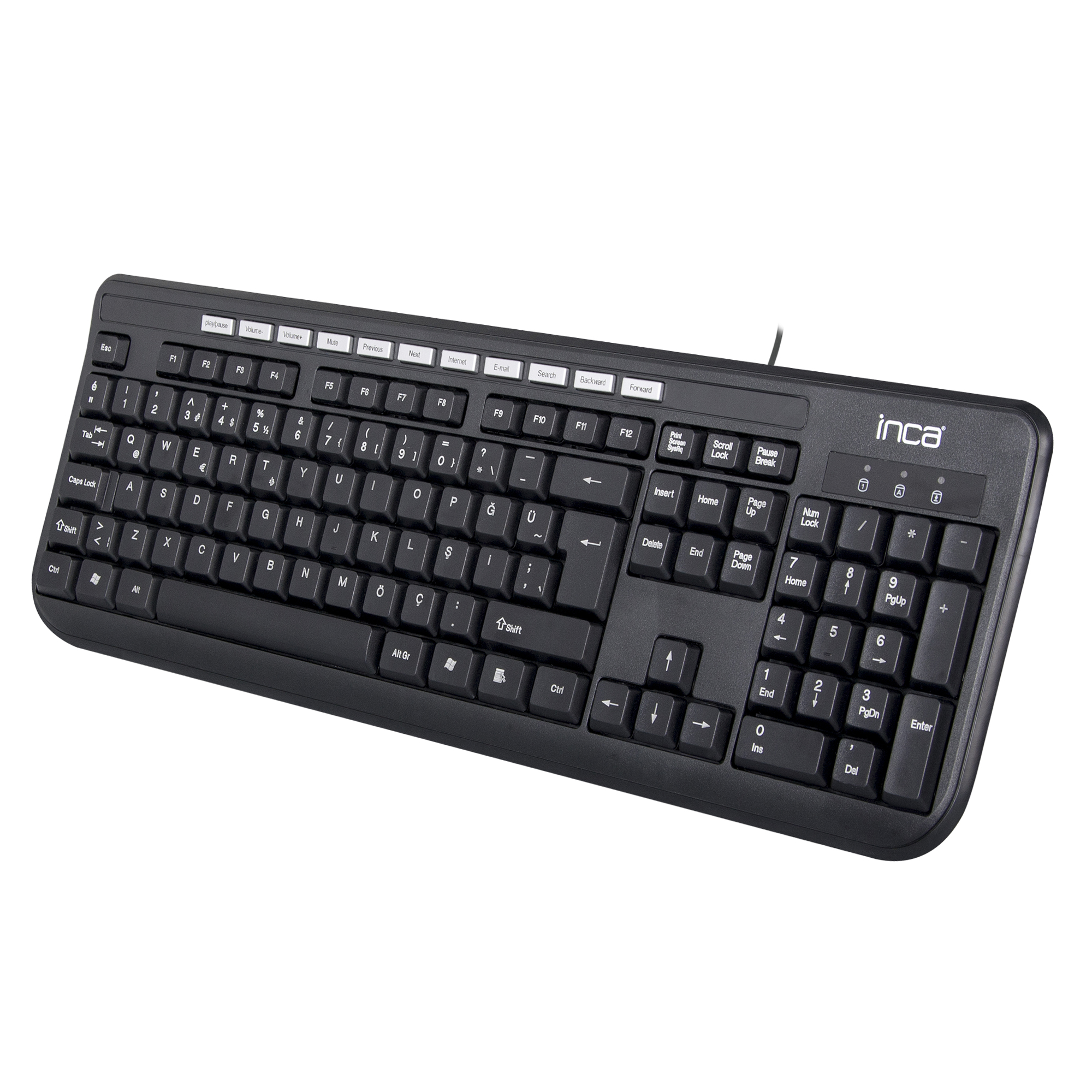 INCA IK-274QU Q/USB Soft Touch Multimedia Black Laser Print Teknoloji Kablolu Klavye Siyah