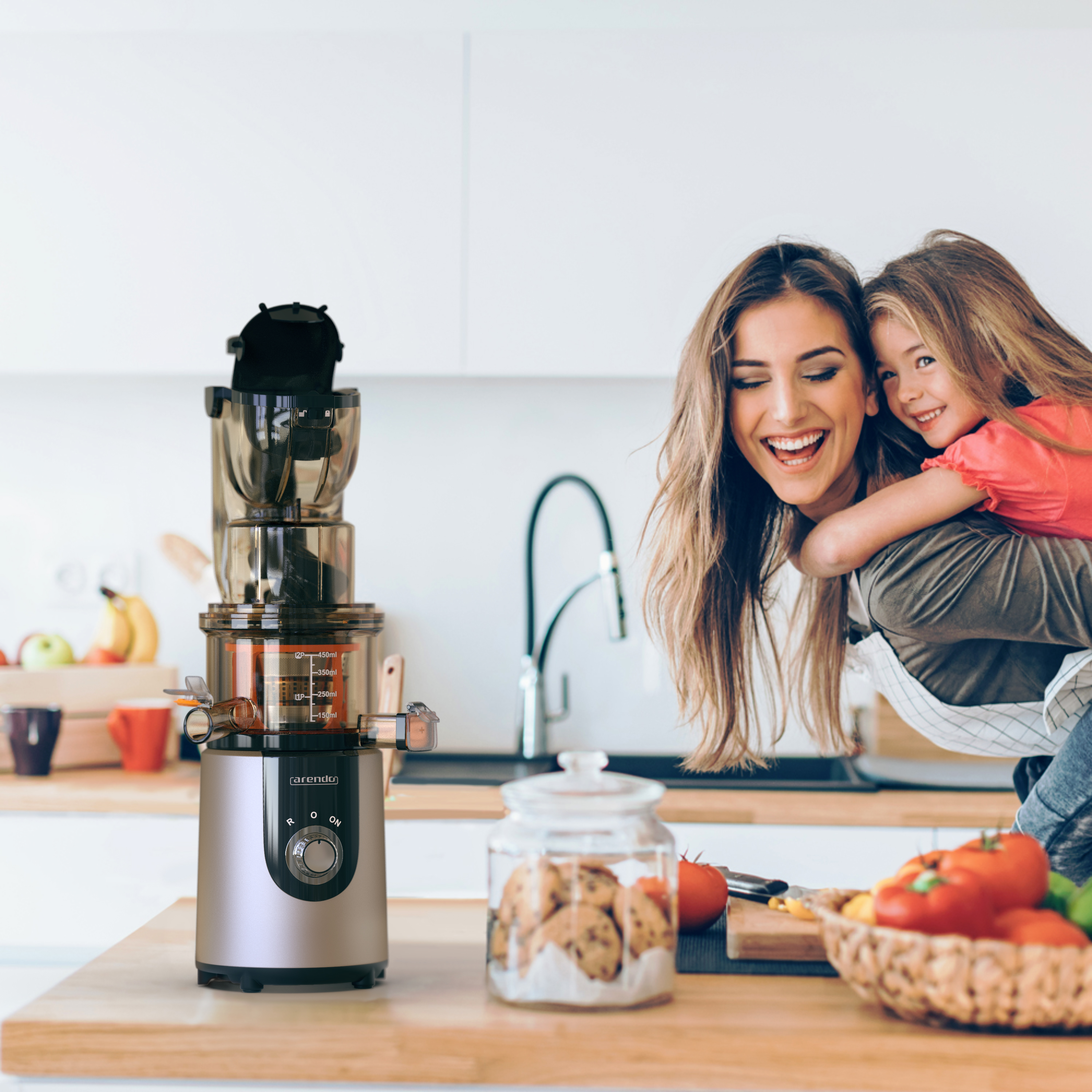 ARENDO 303154 Slow Juicer 200 Watt, Grau
