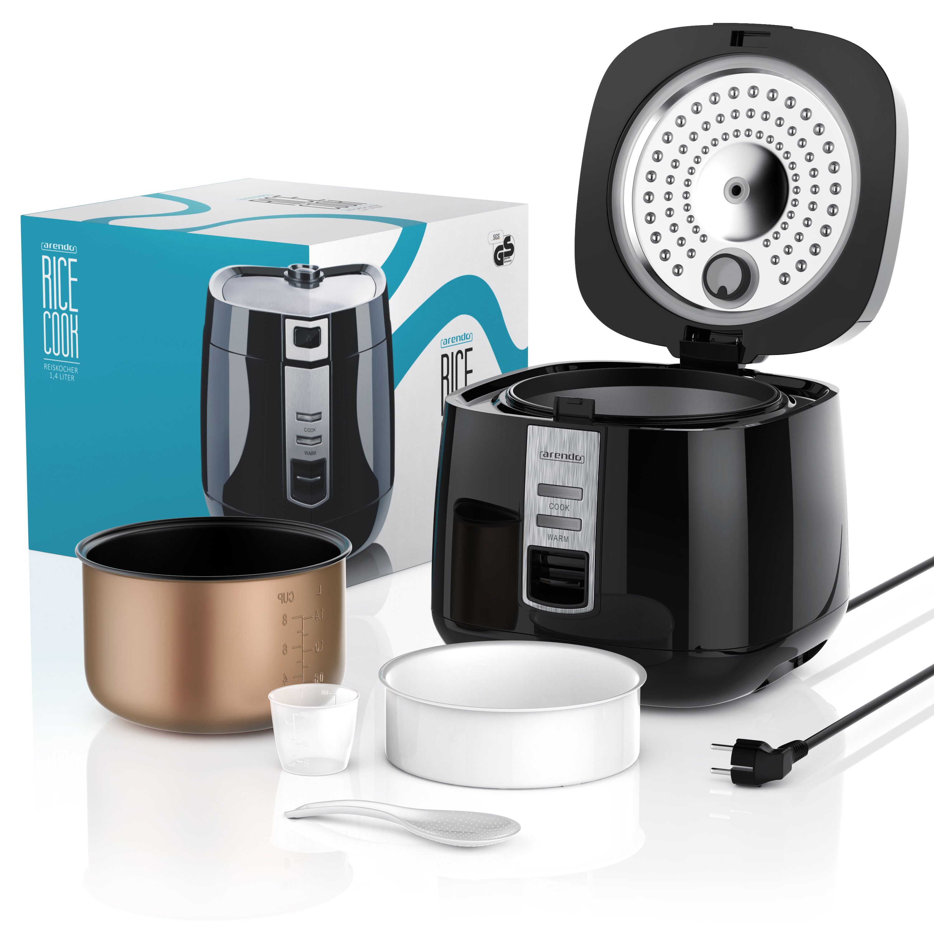 ARENDO 302529 Maki Reiskocher (540 Watt, Schwarz)