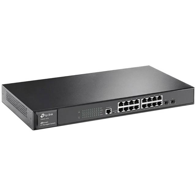 Switch - TP-Link T2600G-18TS, 16 puertos Gigabit con 2 ranuras SFP, 10/100/1000 Mbps
