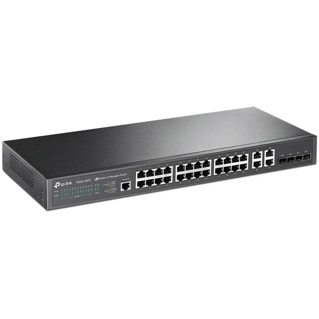 Switch - TP-Link T2500-28TC, 28 puertos, 10/100/1000, Negro