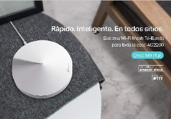 Sistema Wi-Fi - TP-LINK Deco M9 Plus, Router inalámbrico, Tri-band AC2200, Hasta 230m²