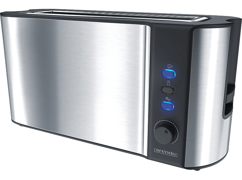 ARENDO 303086 Frukost Toaster Silber/Schwarz (1000 Watt, Schlitze 1