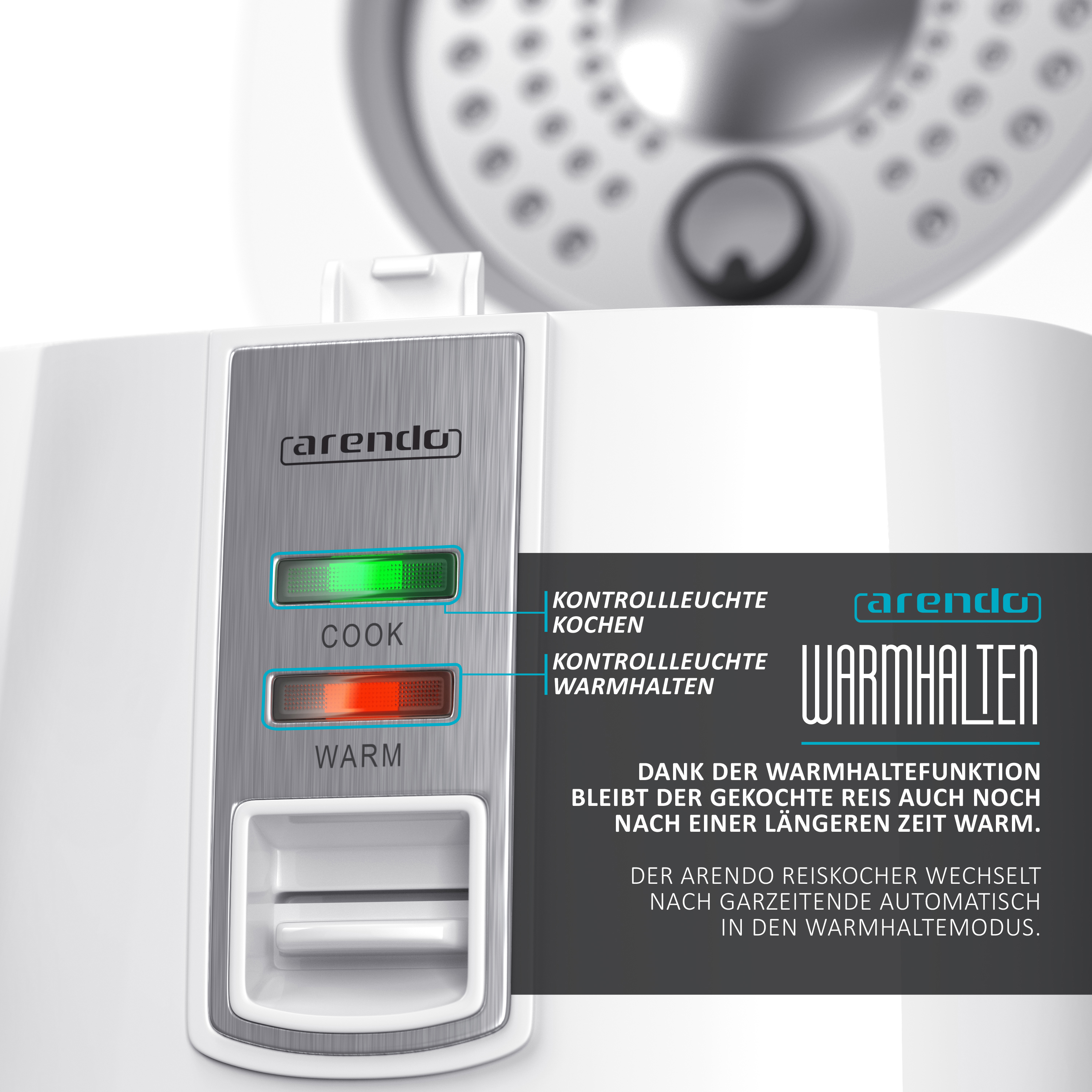 ARENDO 302734 Maki Reiskocher (540 Watt, Weiß)