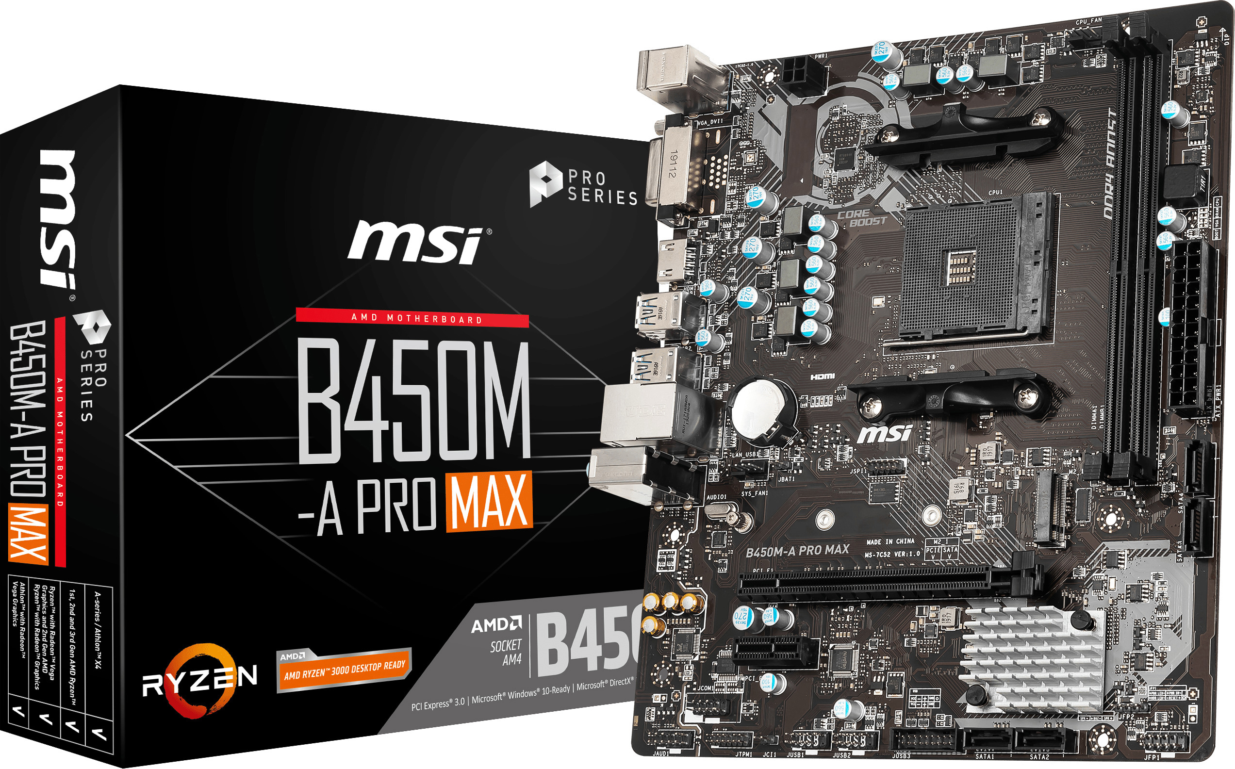MSI B450M-A Pro Max Mainboard Schwarz