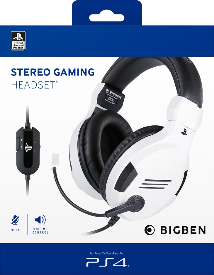 BIG BEN Stereo Gaming Headset V3, fehér (PlayStation 4)