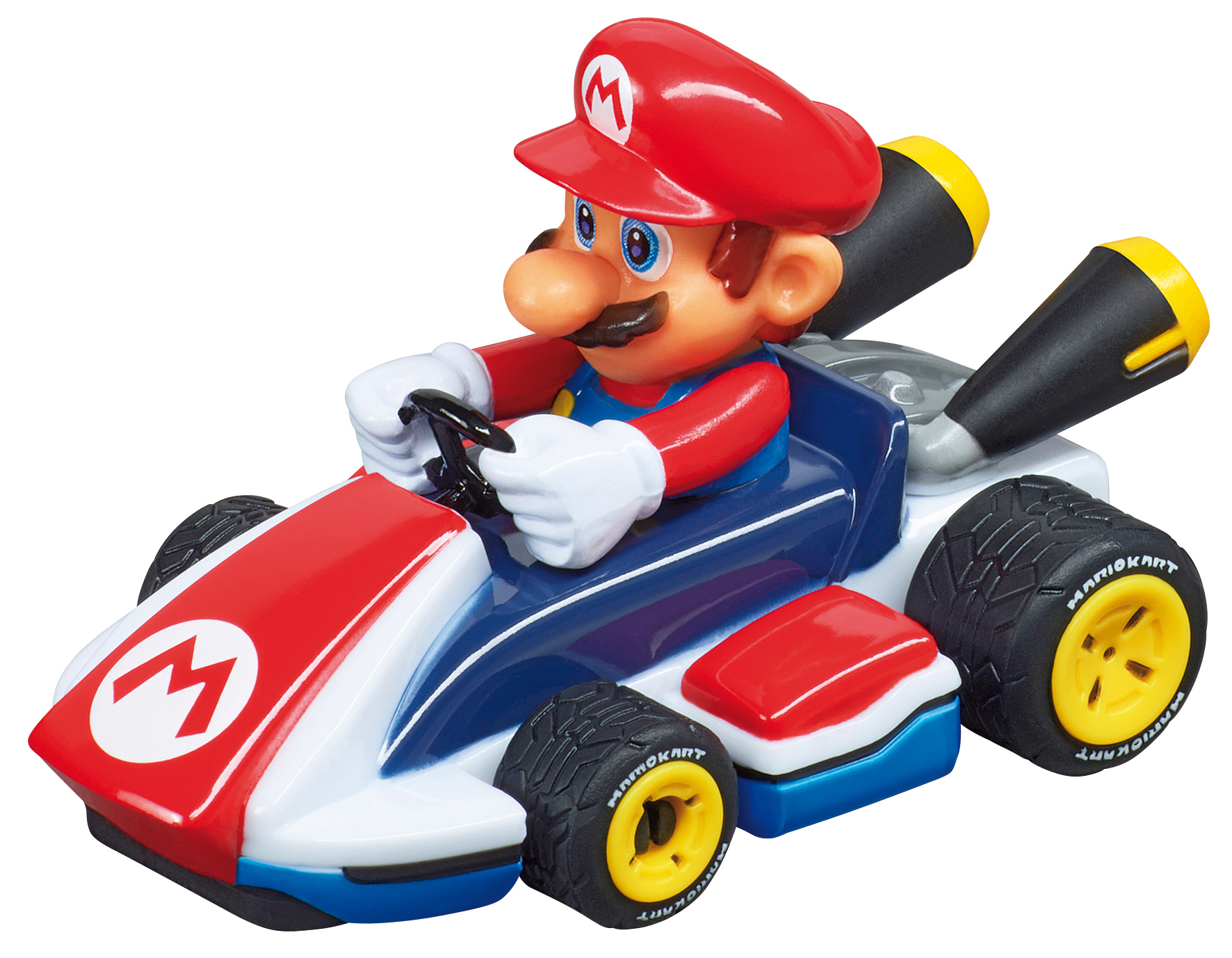 Mario in einem roten Kart-Spielzeug.