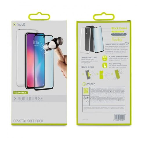 Pack protector móvil - Muvit Cristal soft, Funda + Protector de pantalla para Xiaomi Mi 9se