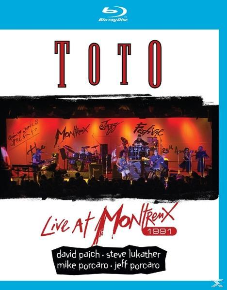 Couverture Blu-ray de 'TOTO Live at Montreux 1991'. Membres du groupe sur scène, texte et un logo.