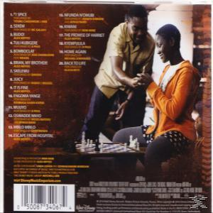 Achterkant van een cd-hoesje. Twee mensen spelen schaak. Er is een tracklist.