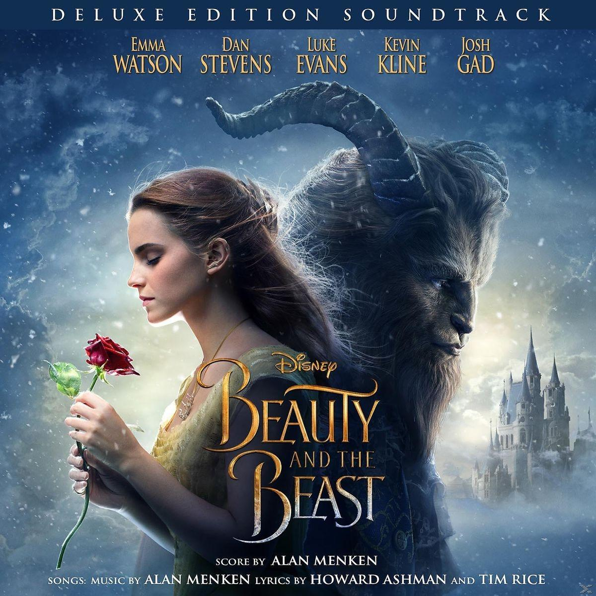 Beauty and the Beast soundtrack cover, Emma Watson, Beest, en kasteel op de achtergrond.