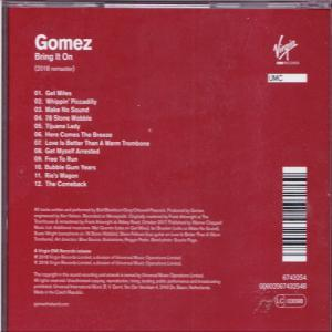 Pochette de CD avec liste des chansons de l'album 'Bring It On' de Gomez.