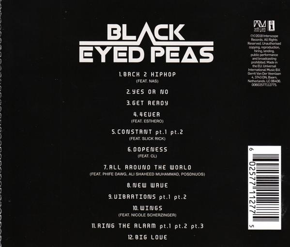Dos d'un boîtier de CD avec la liste des titres de l'album des Black Eyed Peas.
