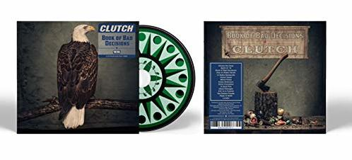 Clutch album borítója sas, CD és fejsze. Zöld, barna és fekete színek dominálnak.