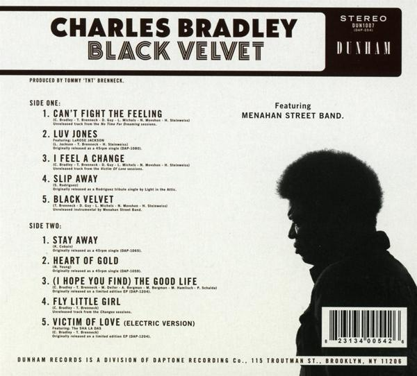 Album-Rückseite mit Charles Bradley, Black Velvet und Titelliste.