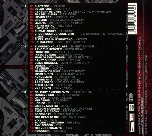 CD-Cover mit Trackliste. Text auf der Oberfläche der Disc.
