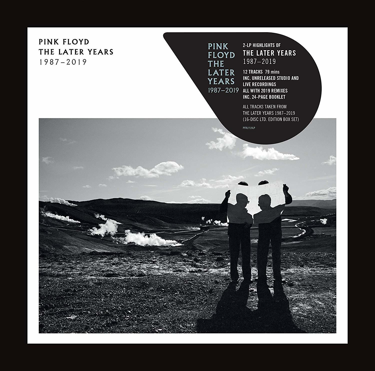 Albumcover, Pink Floyd, mit den Worten 'The Later Years' über einer Landschaft.