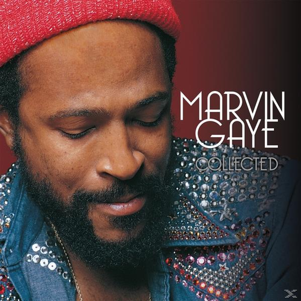Marvin Gaye album borítója. Farmerdzsekiben és piros sapkában. A címe 'Collected'.