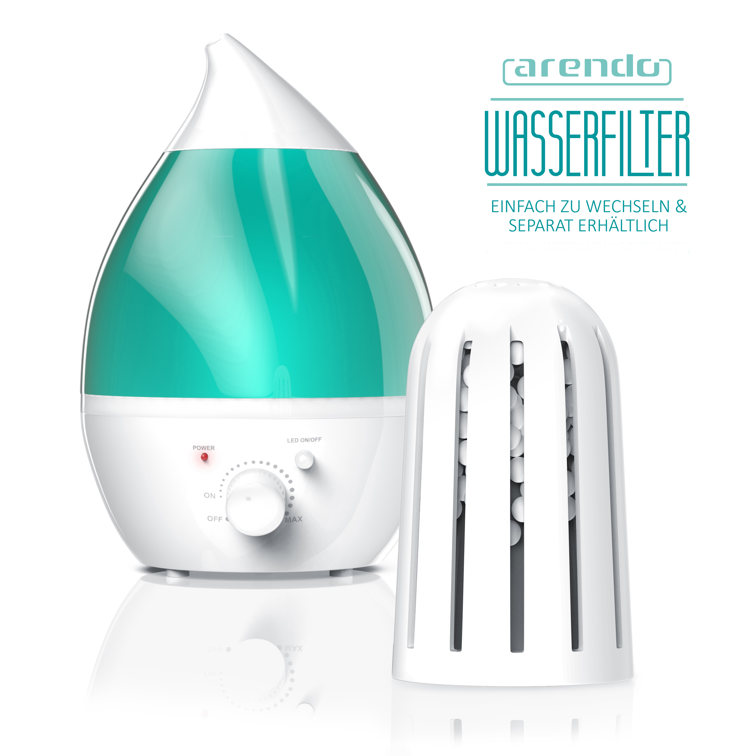 ARENDO 302510 Breeze Luftbefeuchter Weiß (20 Watt, Raumgröße: 30 m²)