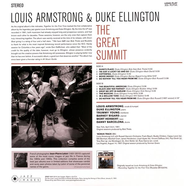 Armstrong, Louis & Ellington, Duke - The Great Summit (180g Vinyl)-Jean-Pierre Leloir  - (Vinyl)