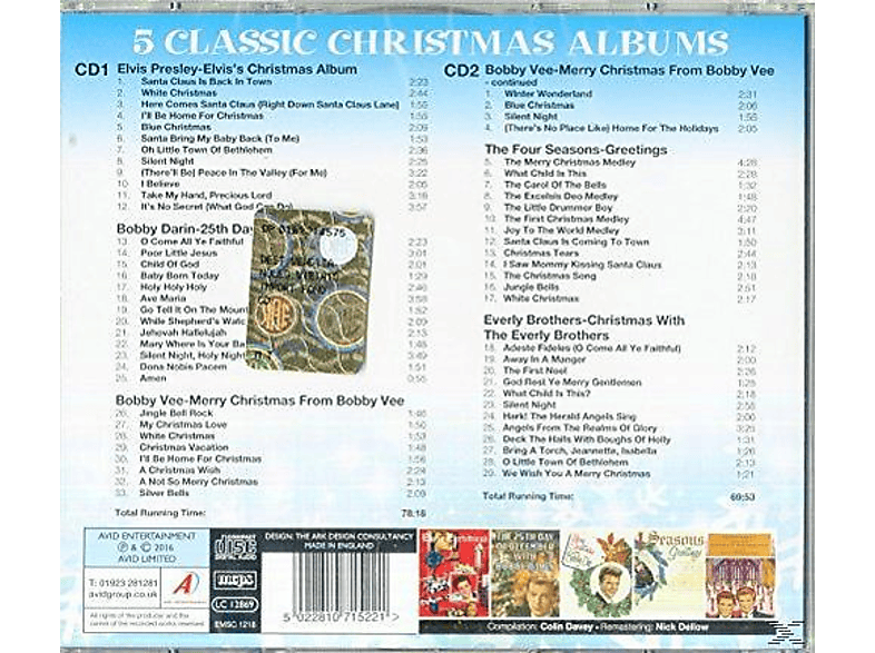 Thumbnail - Elvis Presley, Bobby Darin, Vee, The Four Seasons, Everly Brothers - Five Classic Christmas Albums (CD)