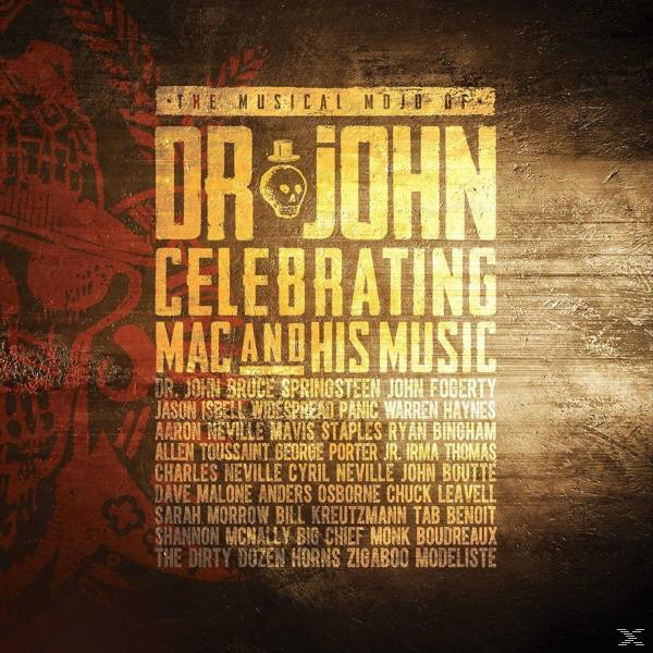 Albumcover von "Dr. John Celebrating Mac and His Music" mit Künstlerliste.