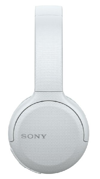 Auriculares Sony blancos, vista frontal. Diseño minimalista con el logotipo de la marca.