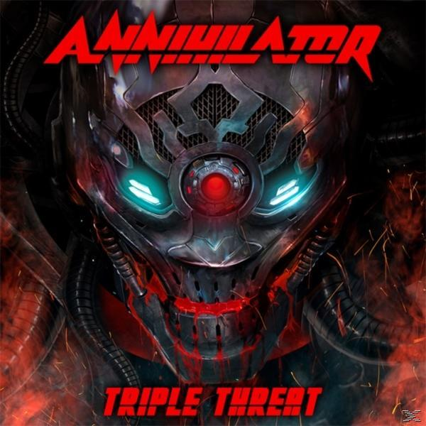 Annihilator-Albumcover mit Robotergesicht und roten Akzenten.
