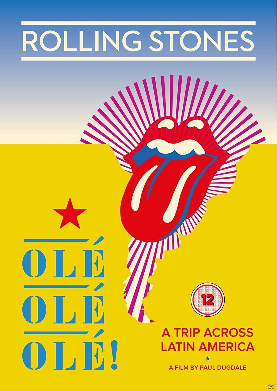 Filmposter mit dem Zungenlogo der Rolling Stones und den Worten Olé Olé Olé!