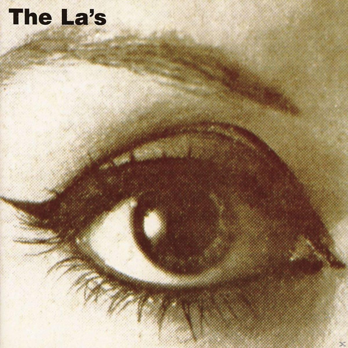The La's Albumcover. Nahaufnahme eines Auges mit starkem Eyeliner, Sepia.