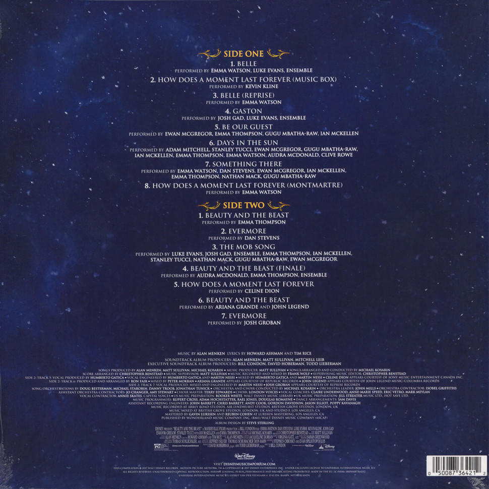 CD-Cover: Beauty and the Beast Album-Trackliste und Credits.