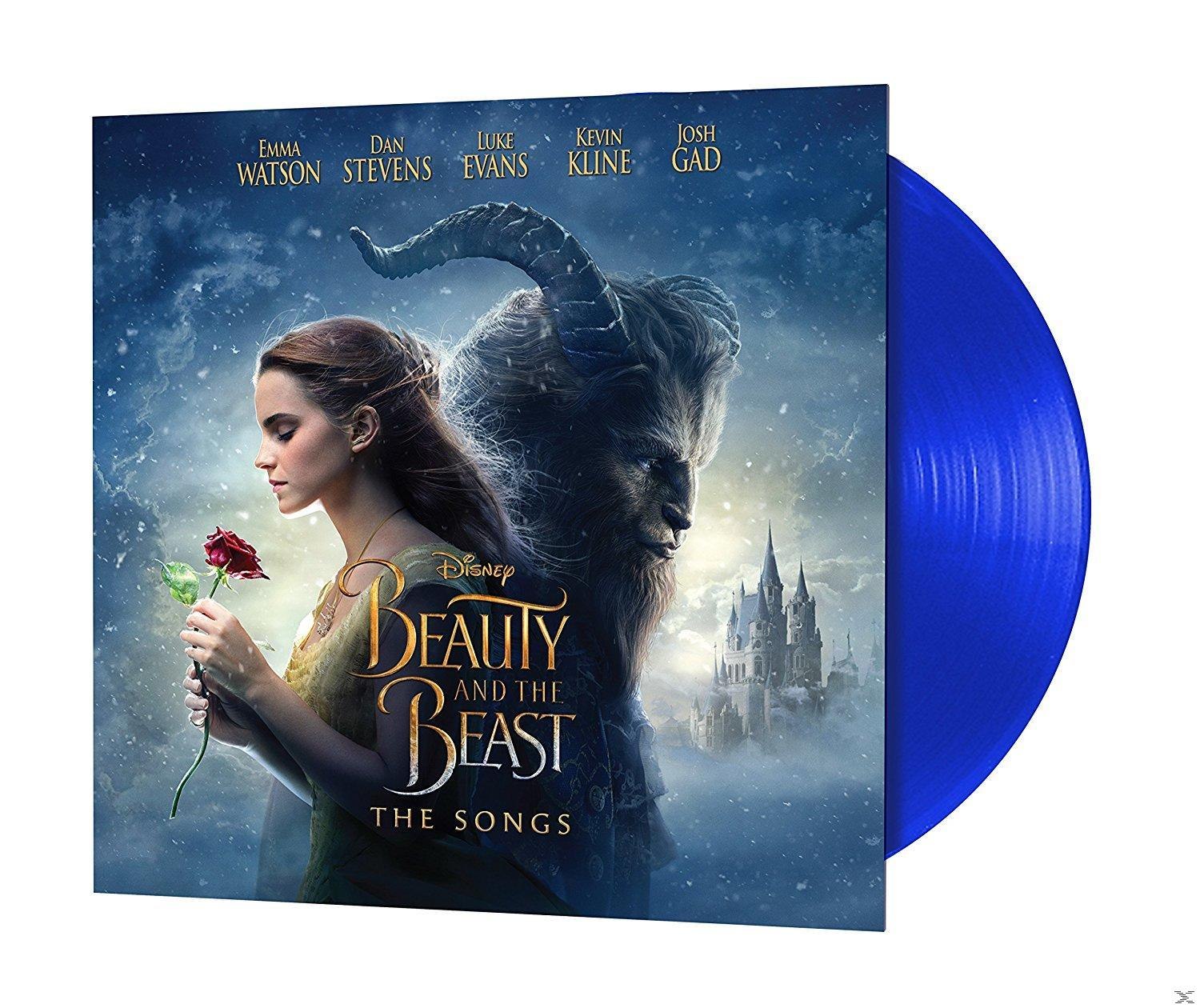 Schöne und das Biest Albumcover mit Emma Watson. Eine Schallplatte befindet sich an der Seite.