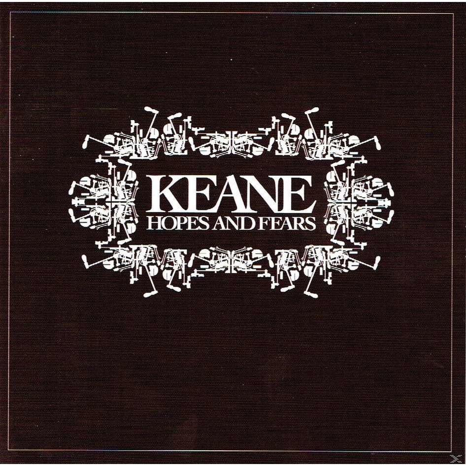 Keane Albumcover, weißes Design auf Braun. Das Wort KEANE in der Mitte.