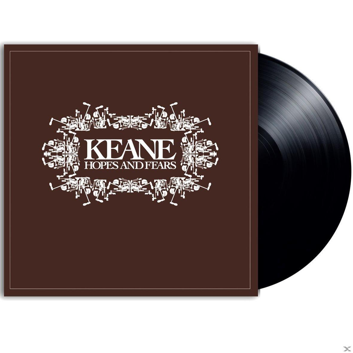 Vinyl-Schallplattenhülle mit dem Bandnamen 'Keane' und dem Albumtitel 'Hopes and Fears'.