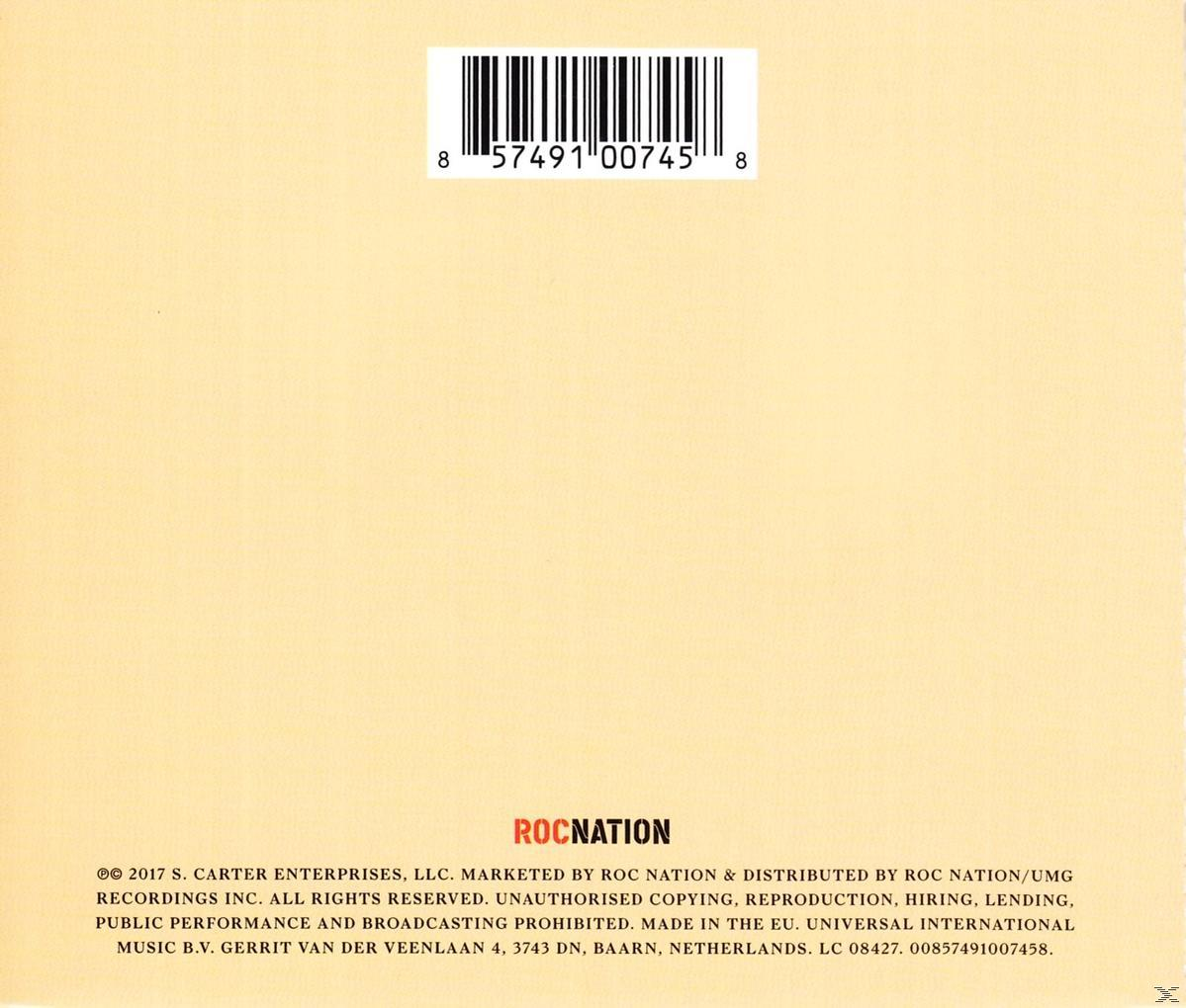 CD-Cover-Rückseite, mit Barcode und dem Roc Nation Logo.