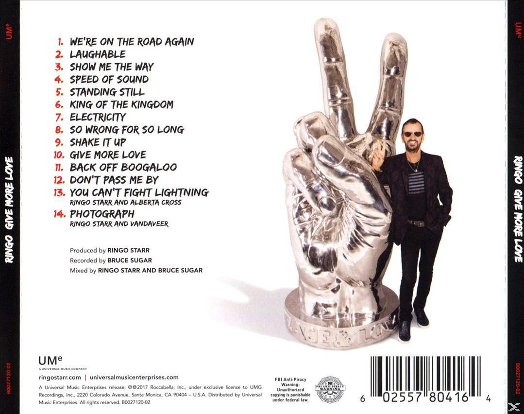 CD-Cover mit Ringo Starr. Er hält ein Friedenszeichen hoch. Albumcover mit Text und Barcode.