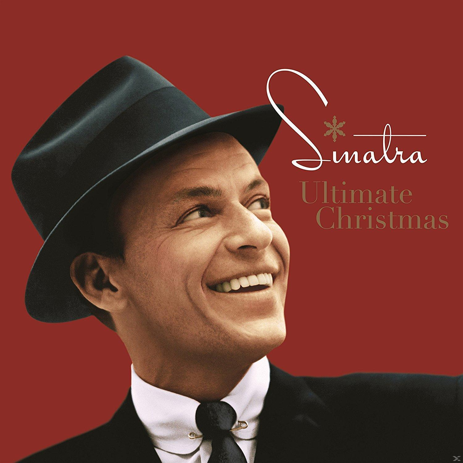 Albumcover. Sinatra lächelt in Anzug und Fedora-Hut vor rotem Hintergrund. Der Titel ist Ultimate Christmas.
