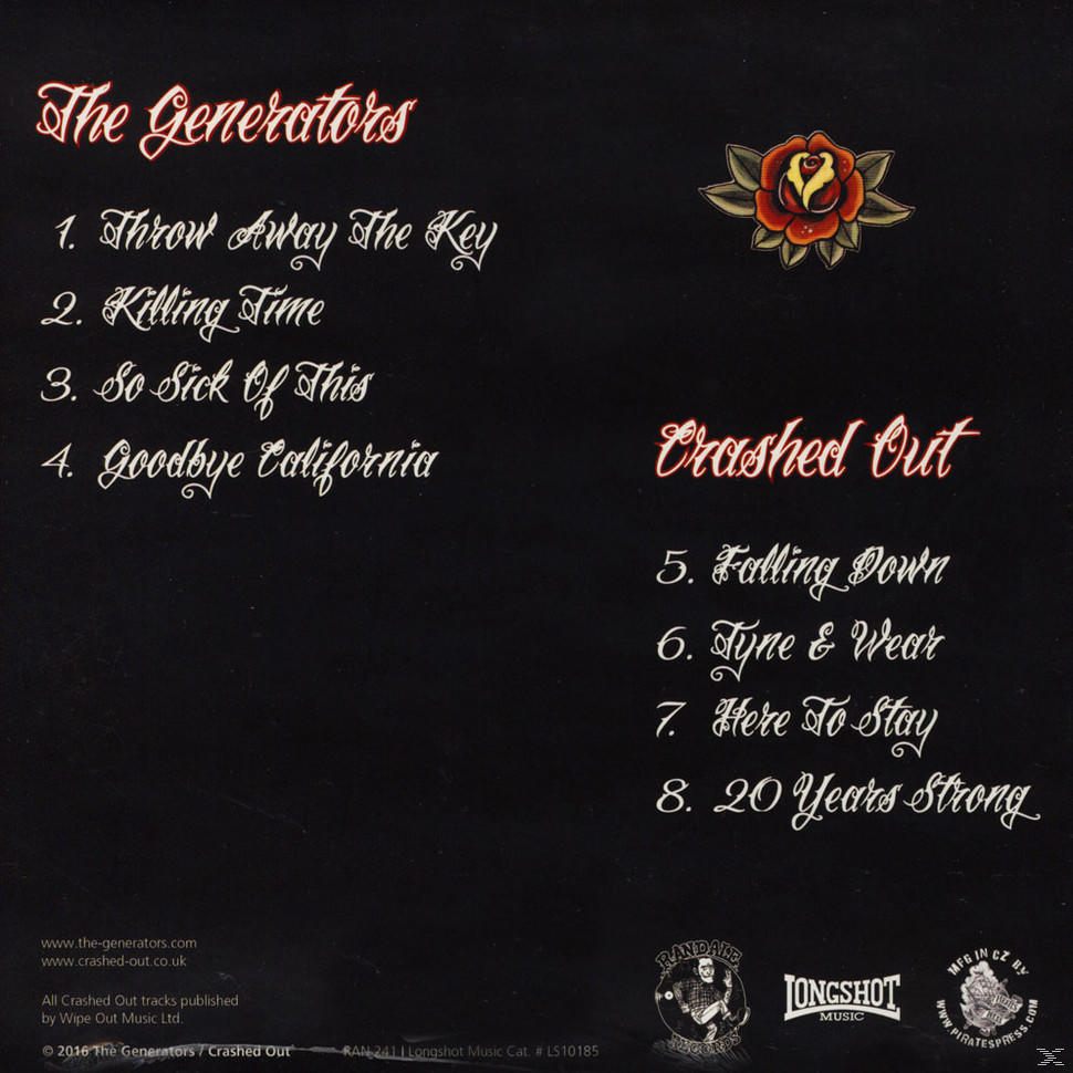 CD-Cover mit Titelliste des Albums 'Crashed Out' von The Generators.