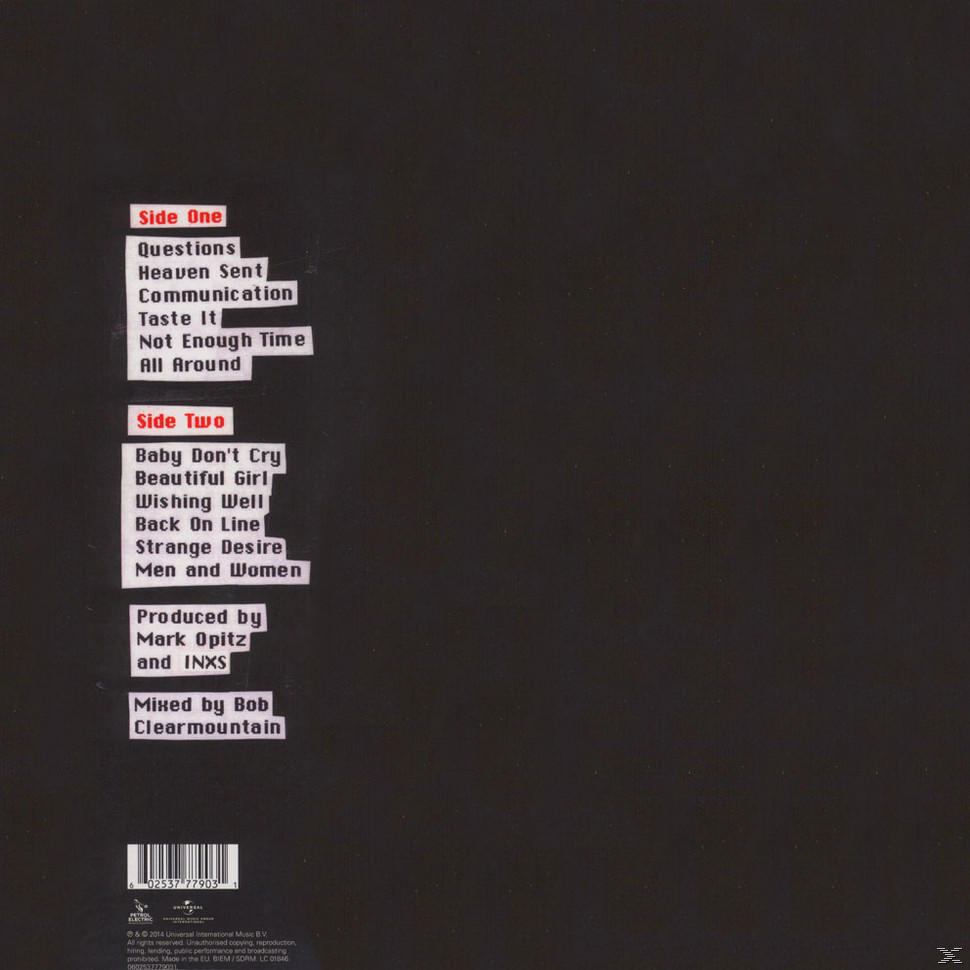 Schwarzes Albumcover mit Songtiteln in weißer Schrift.