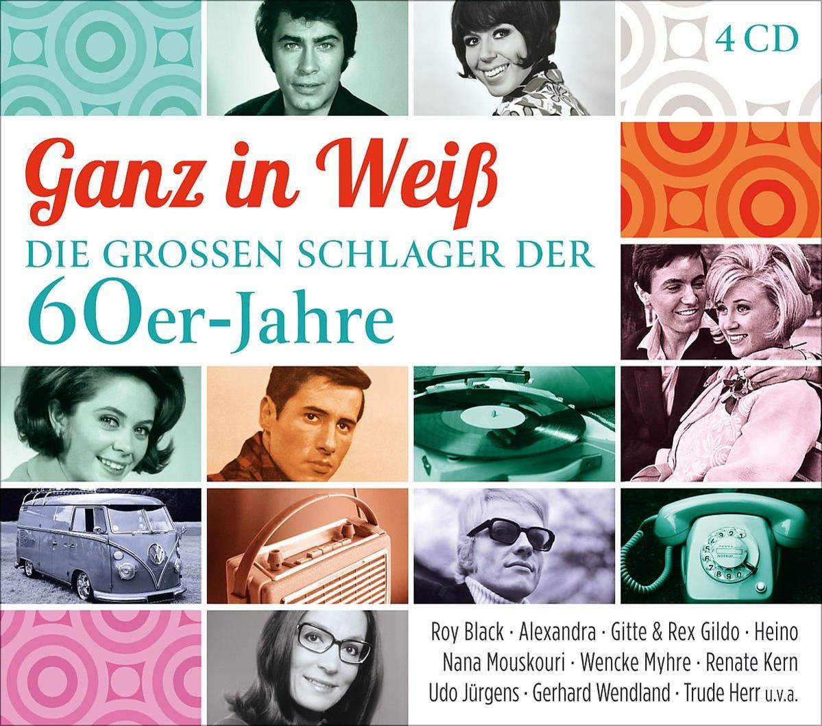 Albumcover mit Fotos und Text 'Ganz in Weiß' und 'Die grossen Schlager der 60er-Jahre'.