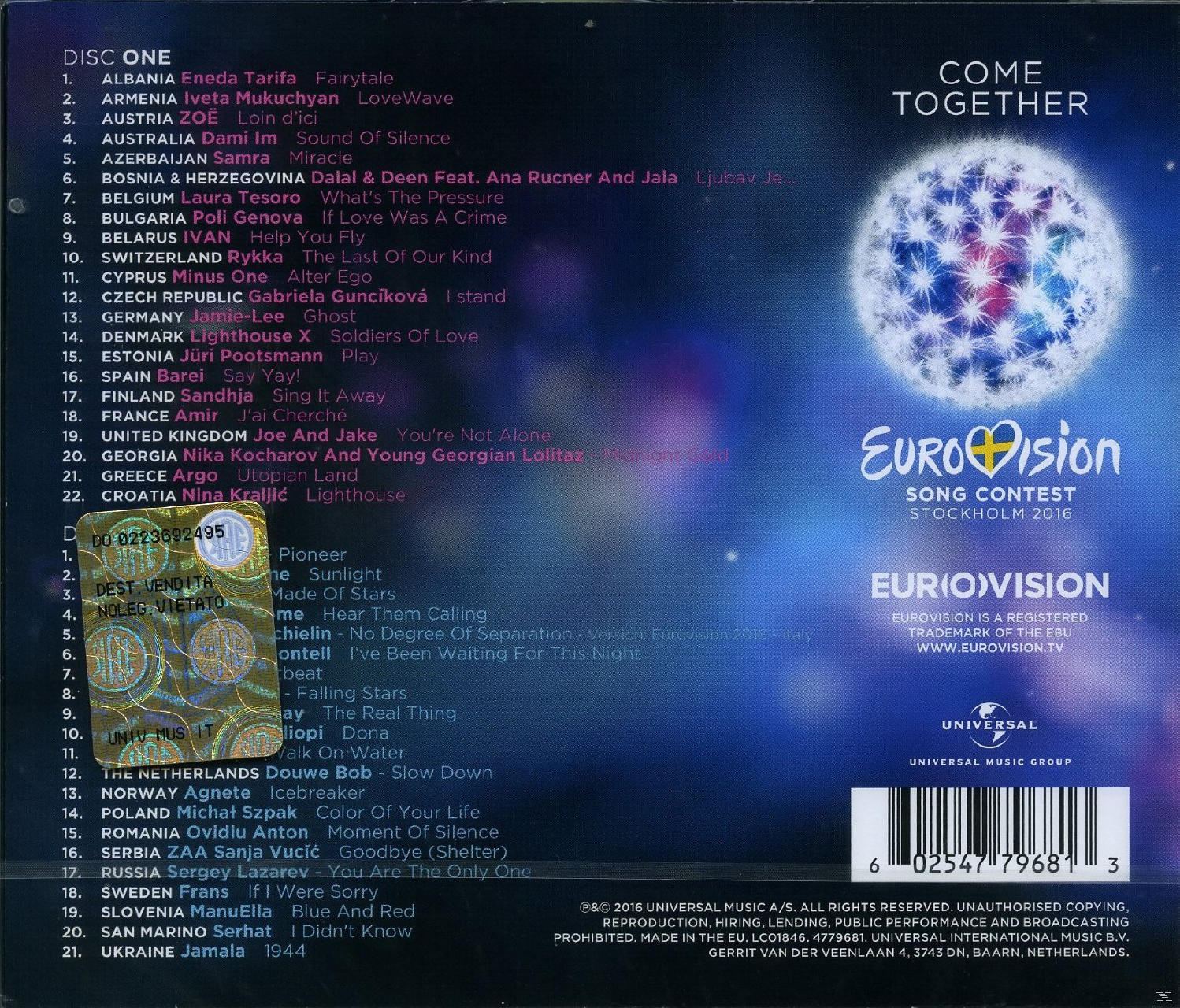 Különböző előadók - Eurovision Song Contest - Stockholm 2016 (CD)